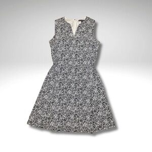 Brooks Brothers Black and White Botanical A-Line Dress | Quiet Luxury